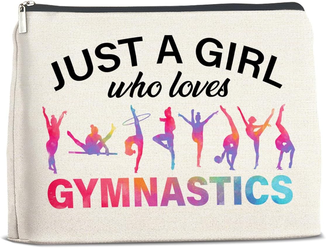 Gymnastics Gifts Makeup Bag Gymnastics Gifts for Women Cheerleader Gymnast Cosmetic Bag Just a Girl Who Loves Gymnastics Zipper Makeup Pouch Gift