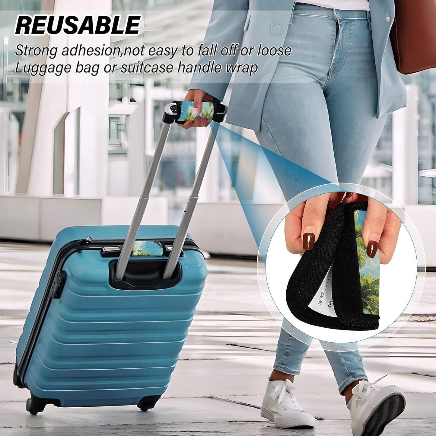 Summer Palm Trees and Flying Eagles 2 Pack Luggage Handle Wraps Covers for Suitcase Identifiers Bag