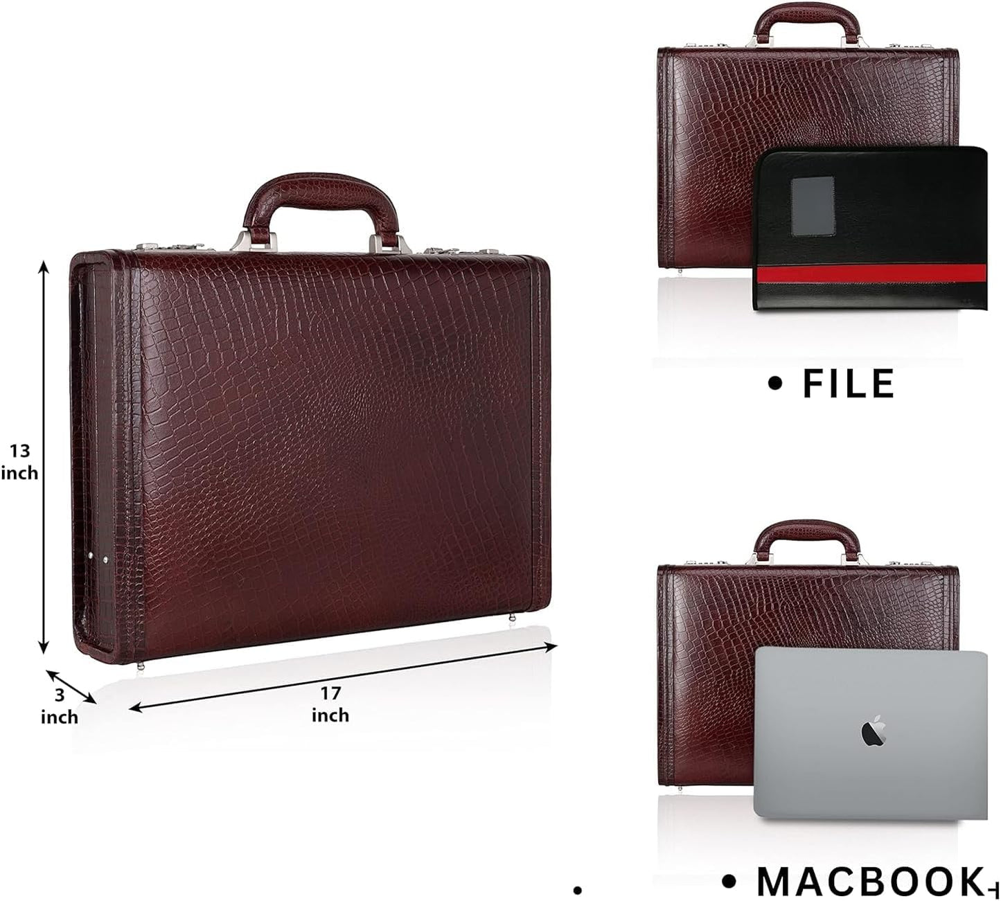 Full Grain Leather Briefcase Attache Case For Unisex Size L17xW3xH12 Inches Briefcase Bag