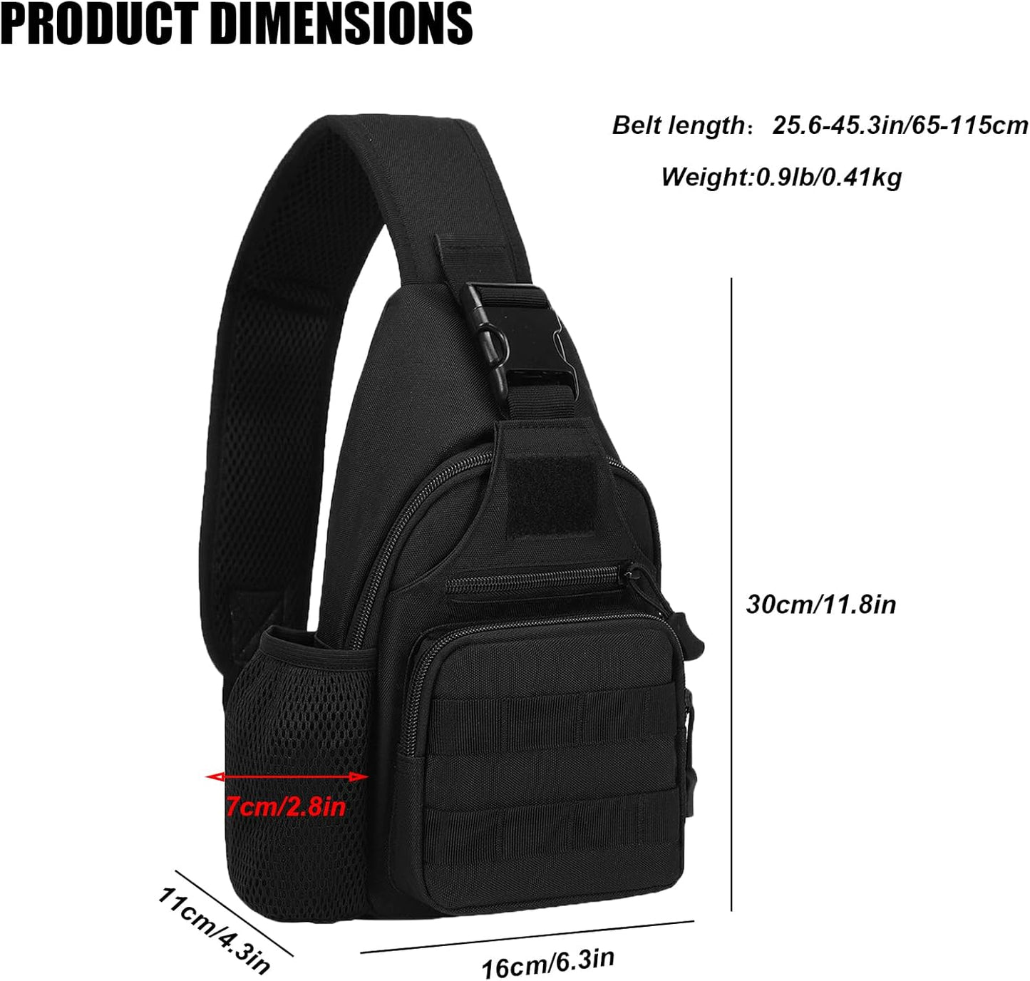 ZHIERNA Tactical Sling Crossbody Backpack with Water Bottle Holder, MOLLE EDC Shoulder Sling Chest