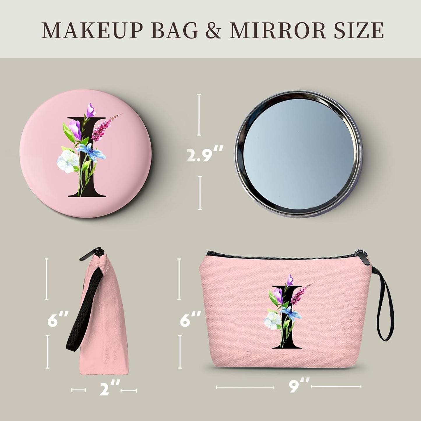 Birthday Inspirational Bridesmaid Proposal Team Small Gifts for Women Mom Aunt Teacher Sister Coworkers Makeup Cosmetic Bag Travel with Mirror Mothers Day Christmas Graduation I