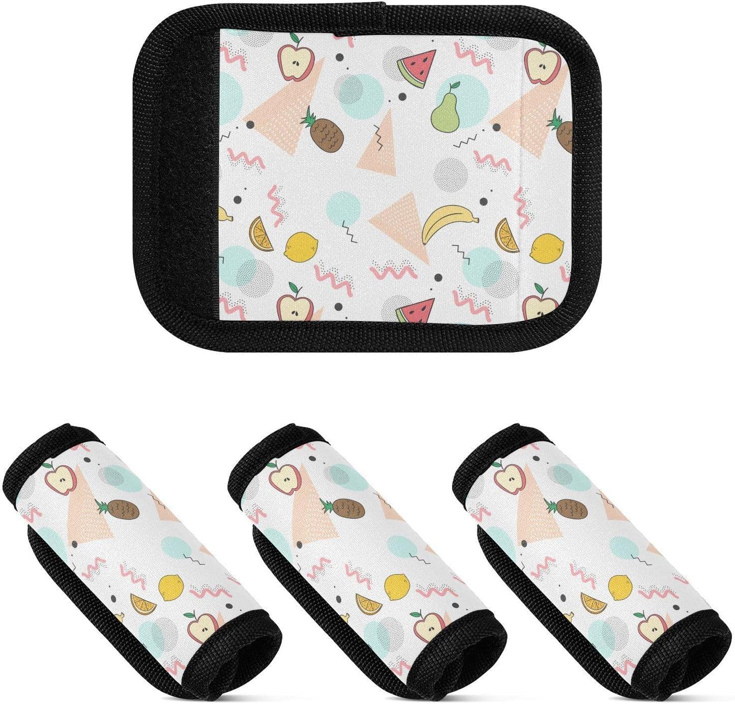 Triangles and Fruits White 2 Pack Luggage Handle Wraps Covers for Suitcase Identifiers Bag Tags Travel Accessories