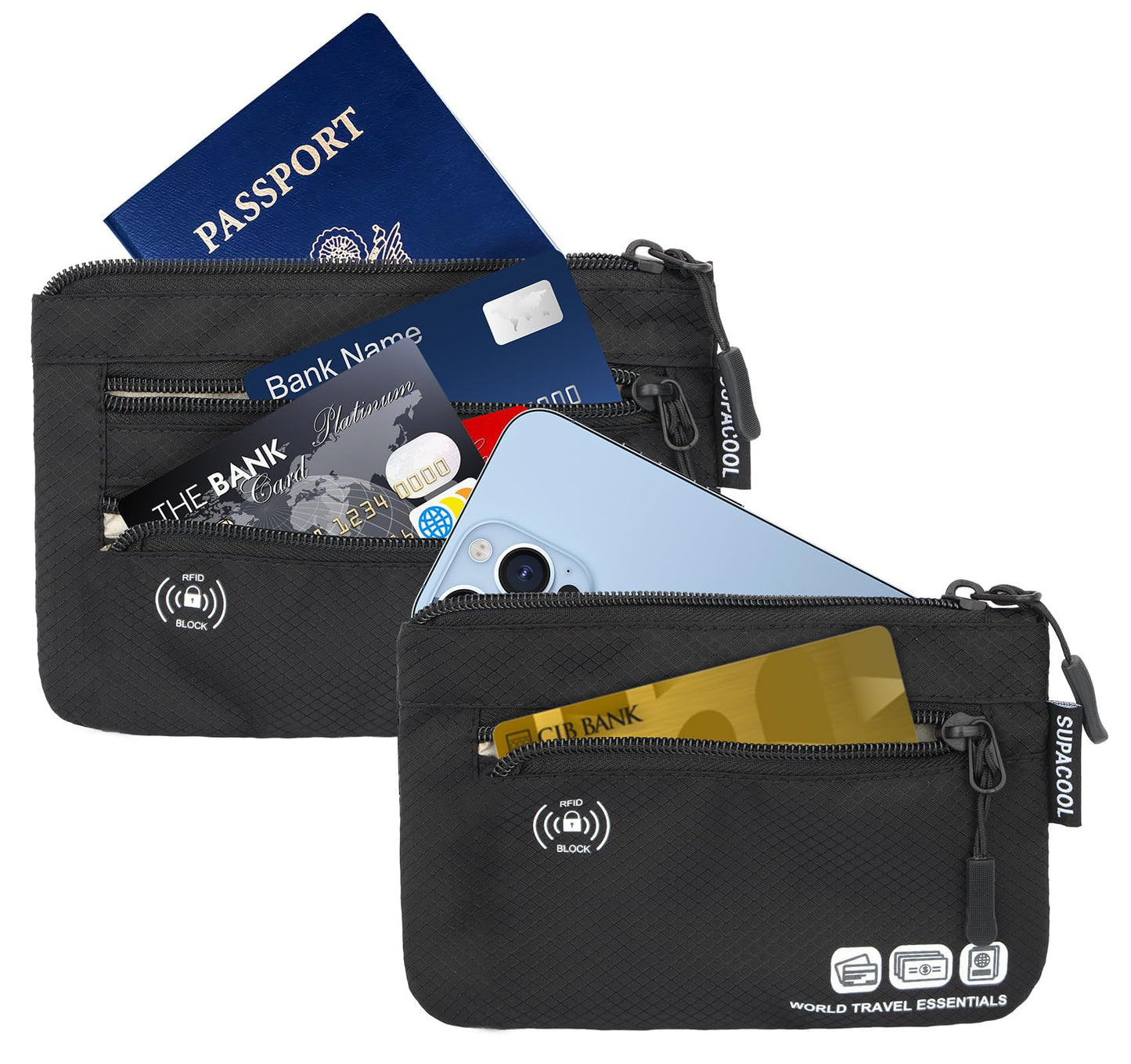 SUPACOOL Passport Holder Bag, Travel Wallet for Men Women Family, Passport Pouch, Card Holder