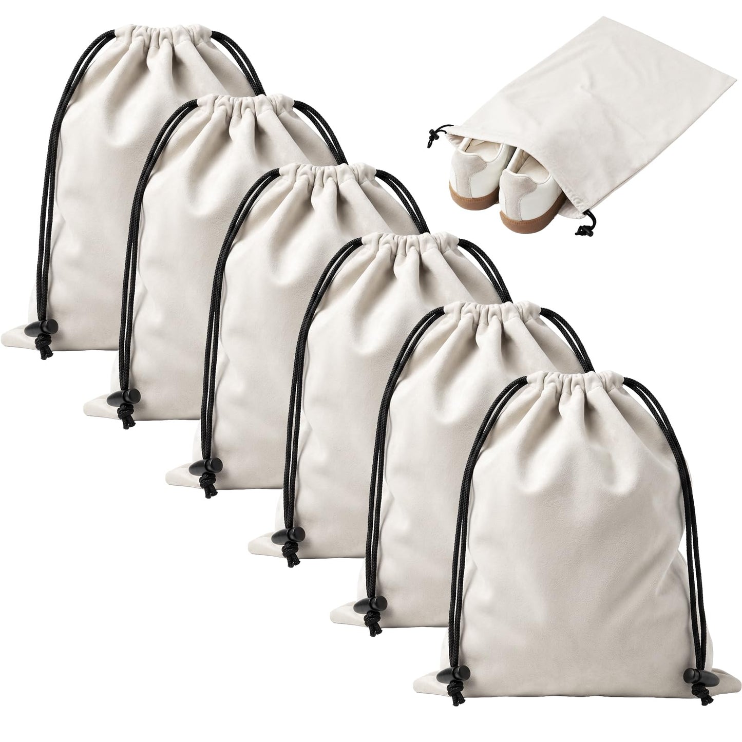 MREKFO 6 PCS Flannel Cloth Shoe Bags for Travel & Packing for Women & Men