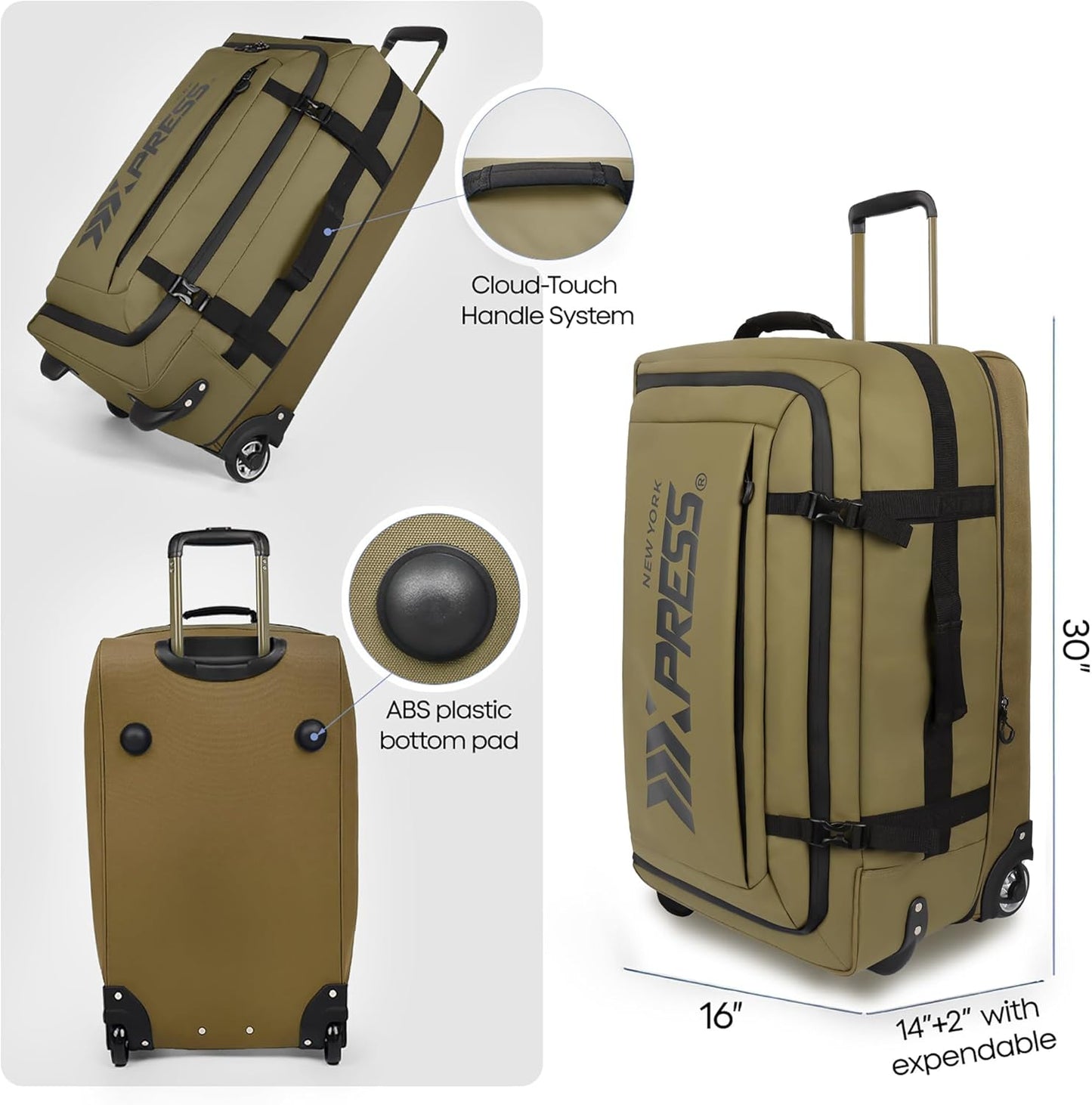 30'' Expandable Rolling Duffle Bag with Wheels,Expandable For Up to 15% More Space,Rolling Duffle