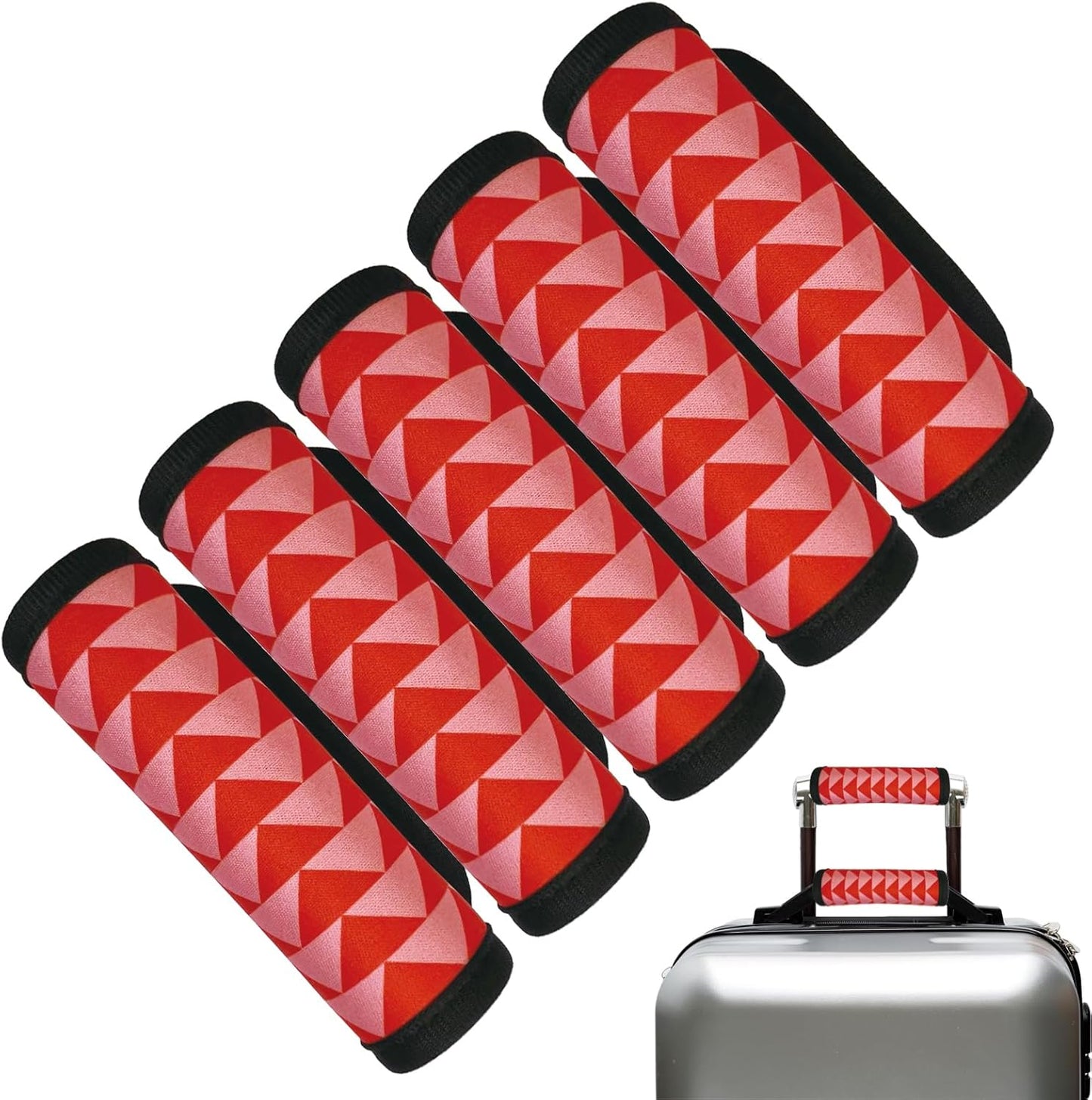 5 Pack Luggage Handle Wrap, Cute Luggage Tap Identifiers for Cruise Travel, Suitcase Tags Travel Accessories for Airplane Flying, Red