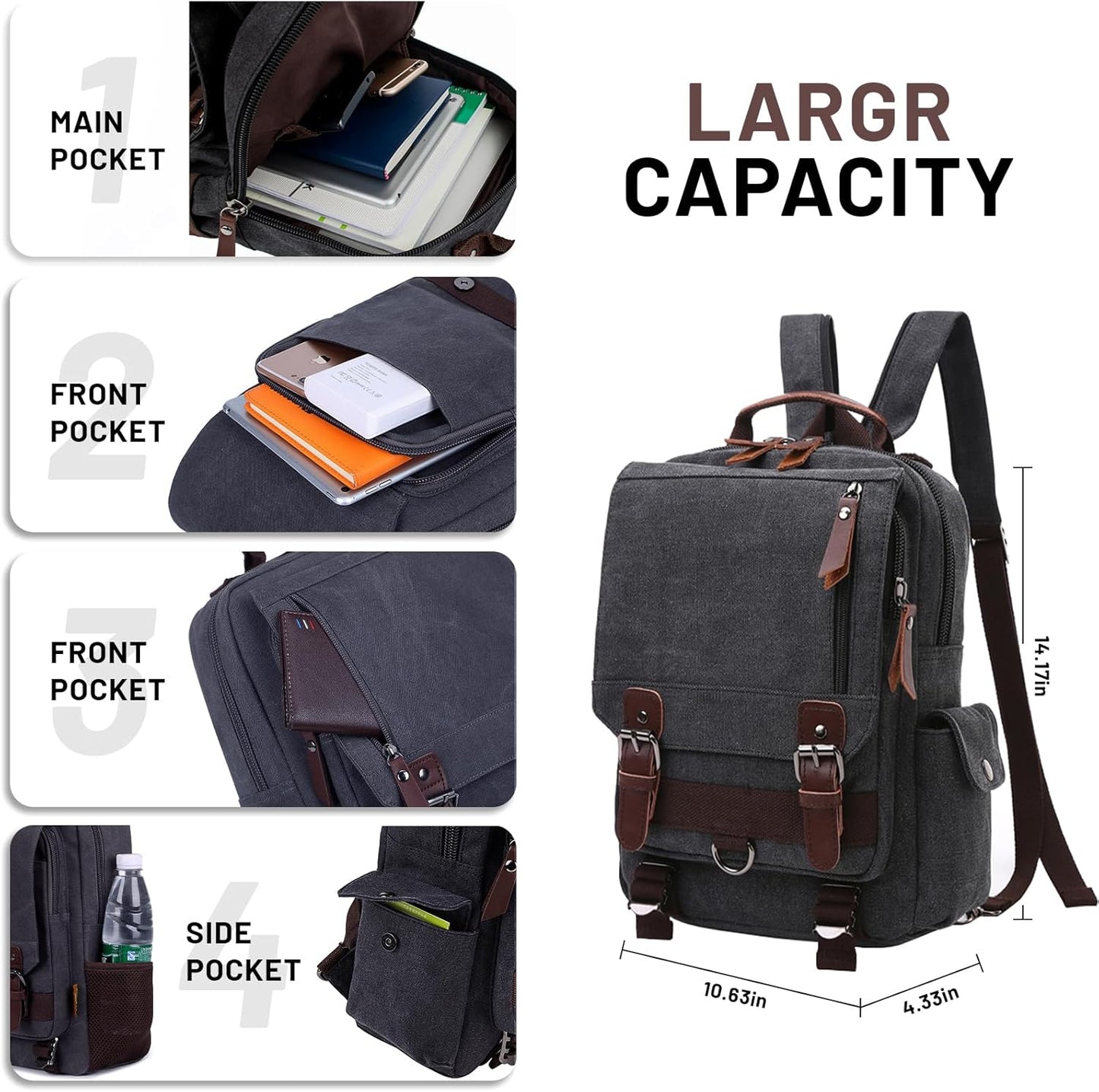 mygreen Canvas Cross Body Messenger Bag Shoulder Sling Backpack Travel Rucksack