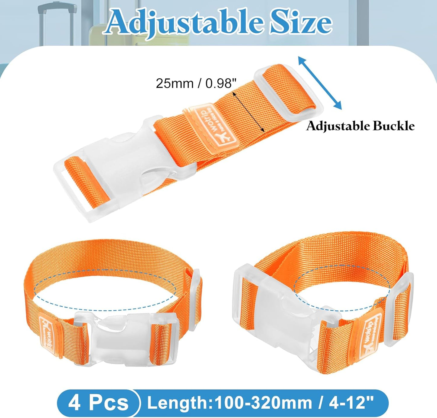uxcell 4Pcs Add A Bag Luggage Strap, 4-12 Inch Adjustable Suitcase Belt Travel Accessories, Luggage