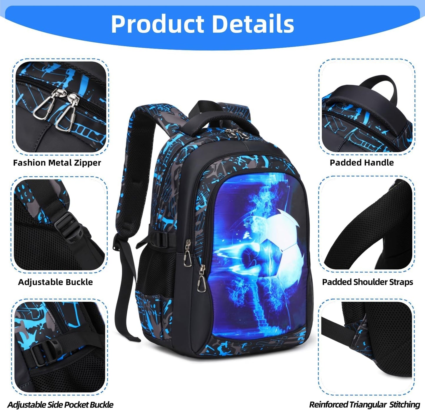 Boys Backpack Elementary School Bookbag Waterproof Durable Sturdy Kids Schoolbag Casual Travel Daypack(Blue)