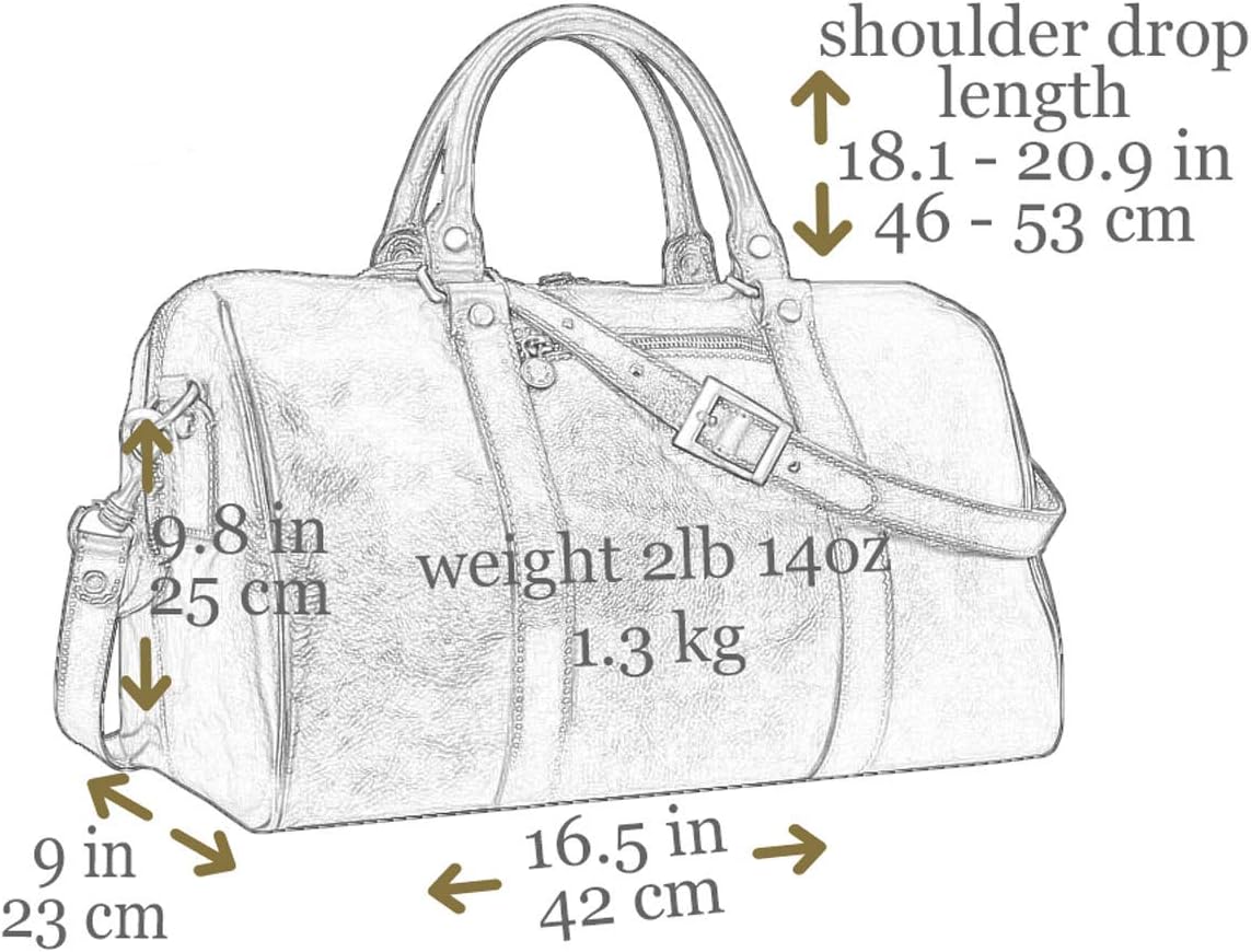 Full Grain Leather Small Duffel Bag Gym Bag Weekender Overnight Unisex Brown - Time Resistance
