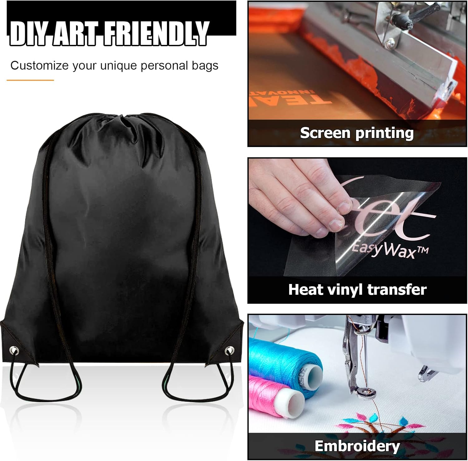 40 Pieces Drawstring Backpack Bulk Cinch Sackpack Ployster Drawstring Bags for Gym Party Trip(Black)