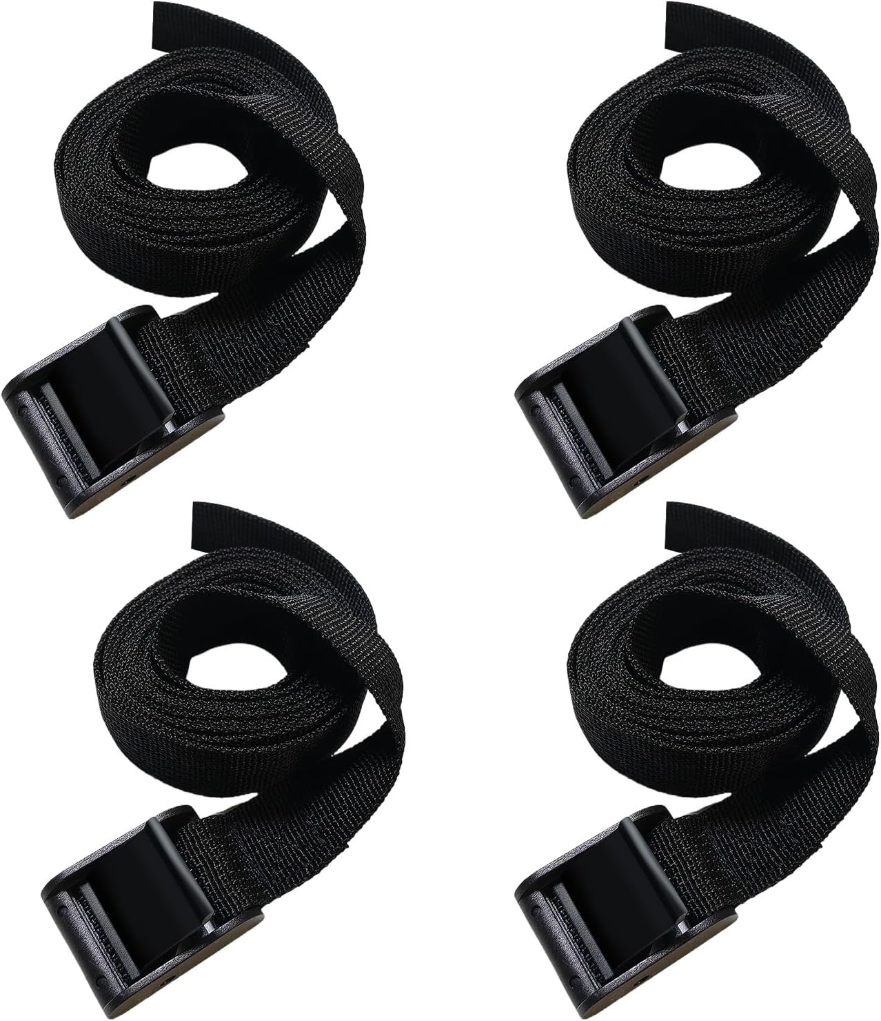 4PCS Tie Down Straps, 1 inch Wide Lashing Straps with Buckles, Adjustable Cam Buckle Cinch Straps Suitable for Motorcycle, Cargo, Trucks,Trailer,Luggage, Car Roof Rack (Black, 1"*3.3')