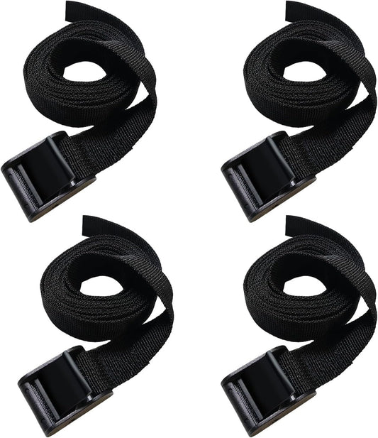 4PCS Tie Down Straps, 1 inch Wide Lashing Straps with Buckles, Adjustable Cam Buckle Cinch Straps Suitable for Motorcycle, Cargo, Trucks,Trailer,Luggage, Car Roof Rack (Black, 1"*8')