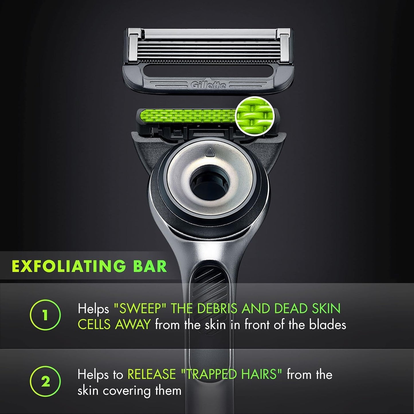 Gillette Labs Mens Razor with Exfoliating Bar, Shaving Kit for Men, Includes 1 Handle, 2 Razor Blade Refills, 1 Premium Magnetic Stand
