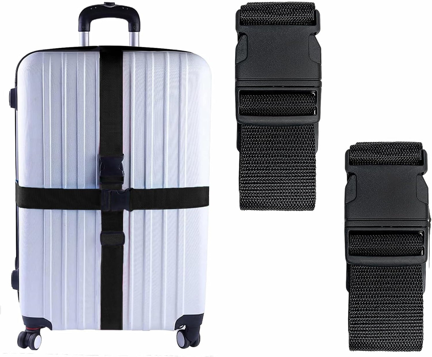 2 Pack Suitcase Belts, Adjustable Luggage Straps, Bright Colors Travel Packing Straps with Quick