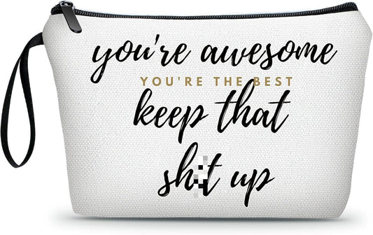 SEAMOON Friends Birthday Inspirational Gag Unique Funny Gift for Women Sister Bestie Coworker Her Small Makeup Cosmetic Bag Christmas