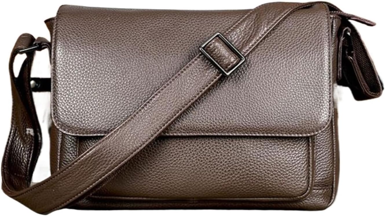 Genuine Leather Messenger Bag for Men Crossbody Waist Pack Shoulder Bag Casual Daypack Travel Sling Bag