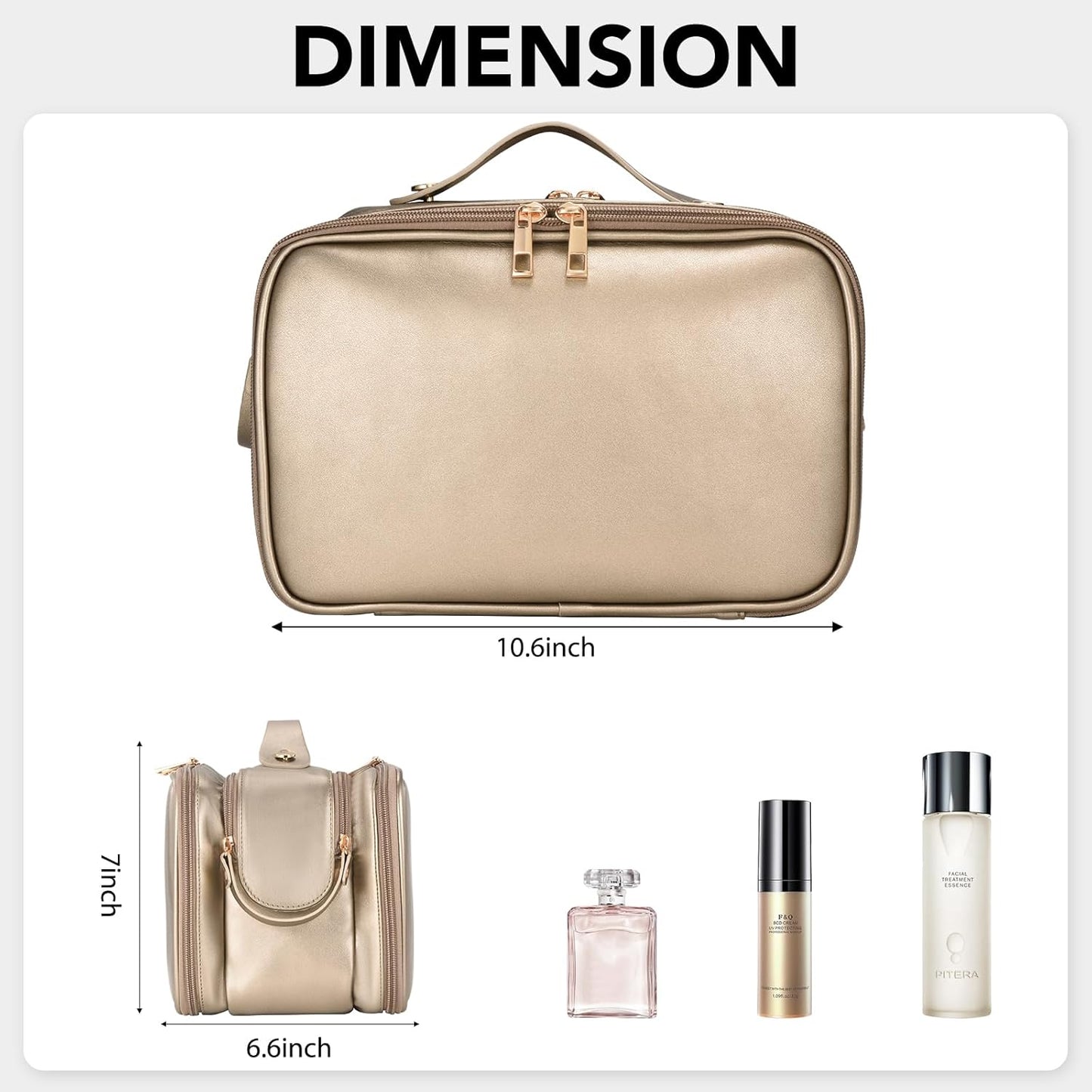 Travel Makeup Bag Women's Large Capacity Cosmetic Portable Organizer Large Opening Waterproof