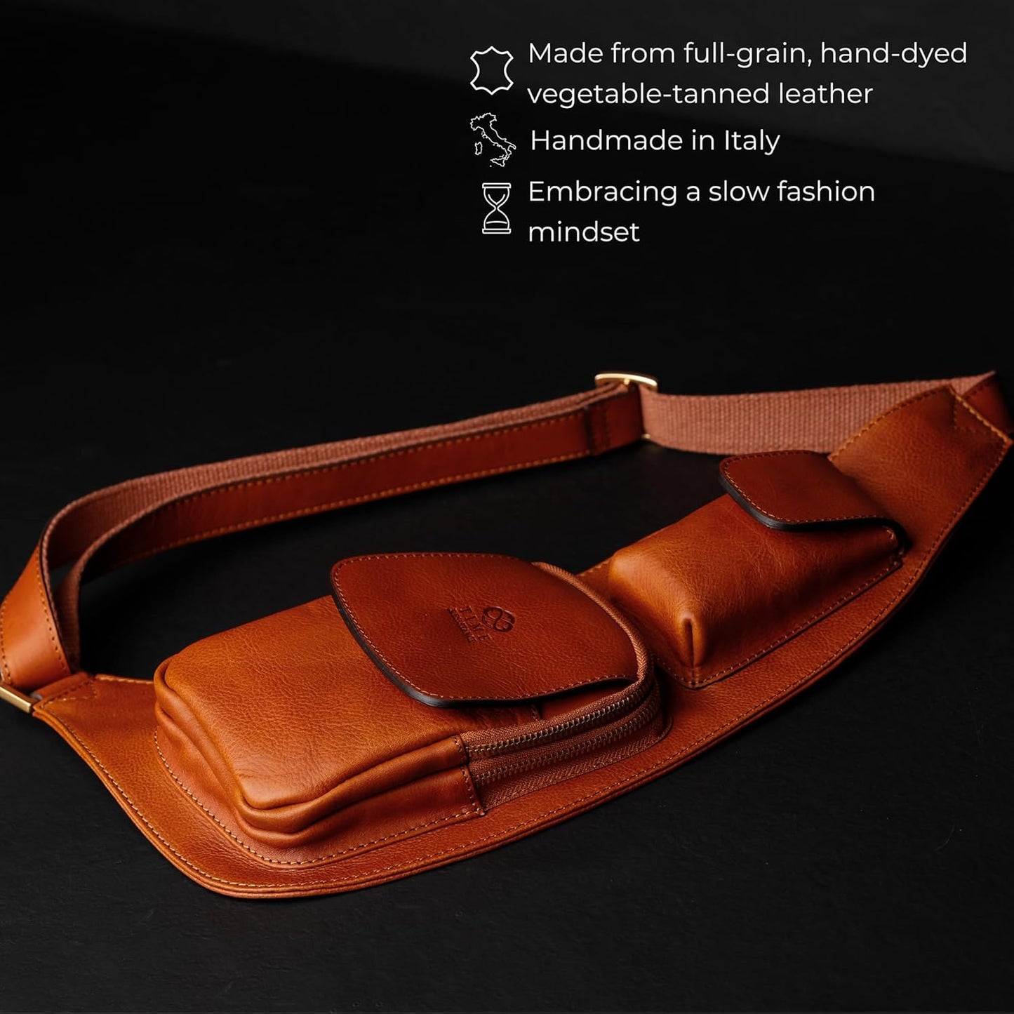 Time Resistance Leather Sling Bag - Crossbody Bag - Messenger Bag for Men and Women - Handmade Shoulder Bag Backpack