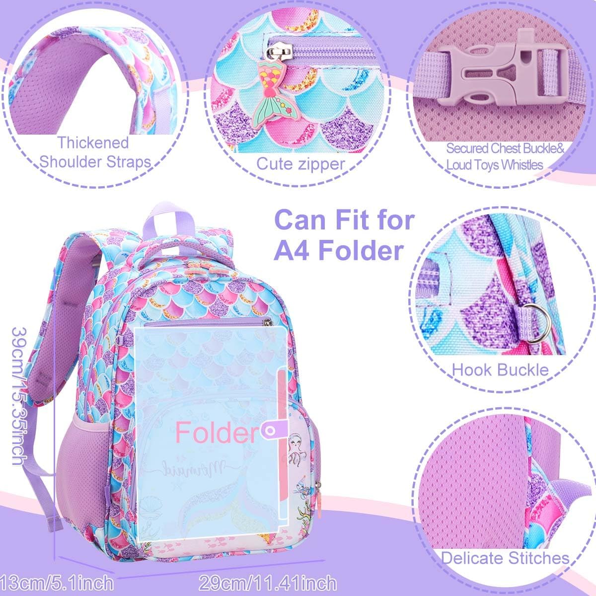 RHCPFOVR Kids Backpack for Girls - Girls Backpack 3-8 Ages Butterfly for Kids 15 Inch School Bookbag for Kindergarten Elementary School Bookbag for Girl 1st 2nd Grade
