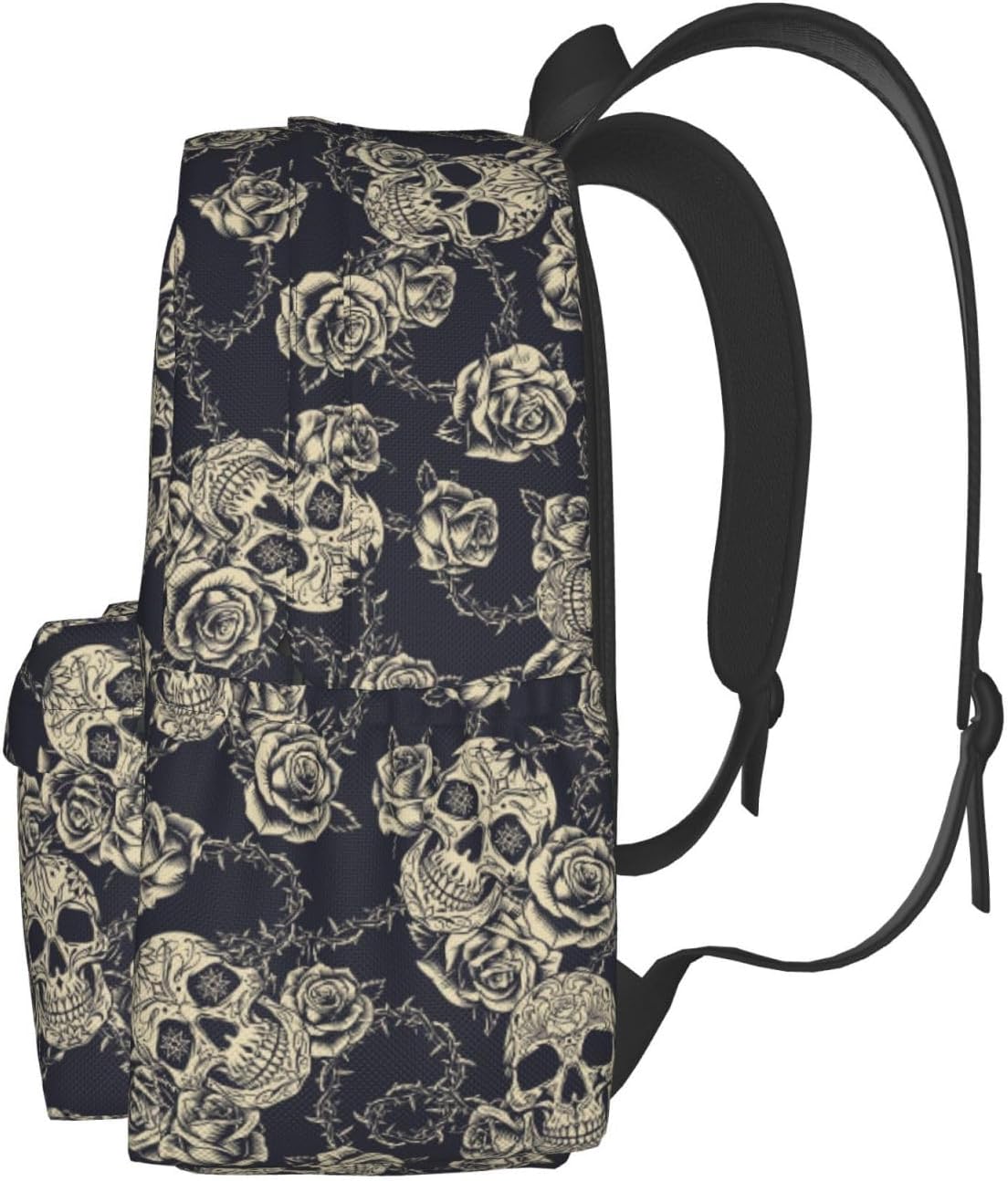 Skull Rose Backpack School Bag Lightweight Bookbag Laptop Travel Daypack For Kids Girls Boys Teens