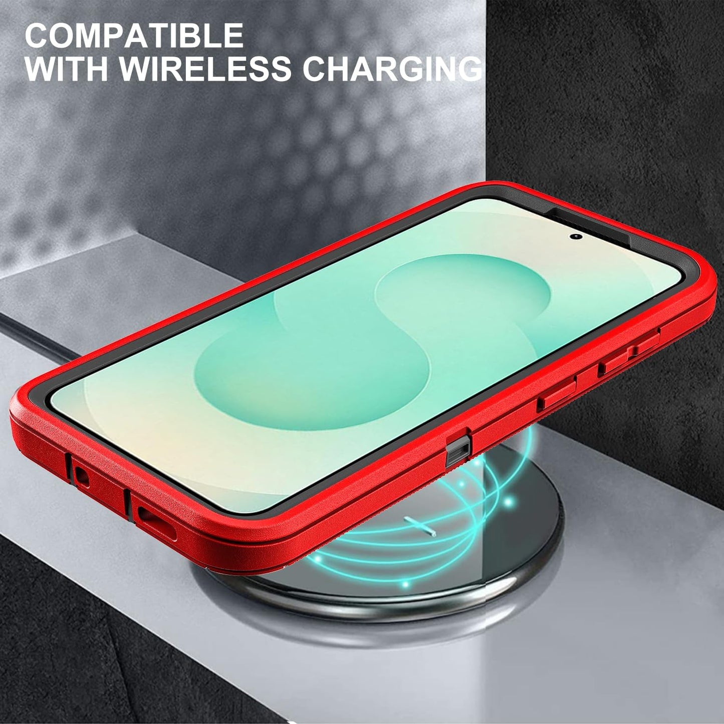 for Samsung Galaxy S25 Plus Case, Military Grade 3 in 1 Heavy Duty Shockproof/Drop Proof/Dust Proof Case with 2Pcs Tempered Glass Screen Protector & 1PcsCamera Lens Protector (Red/Black)