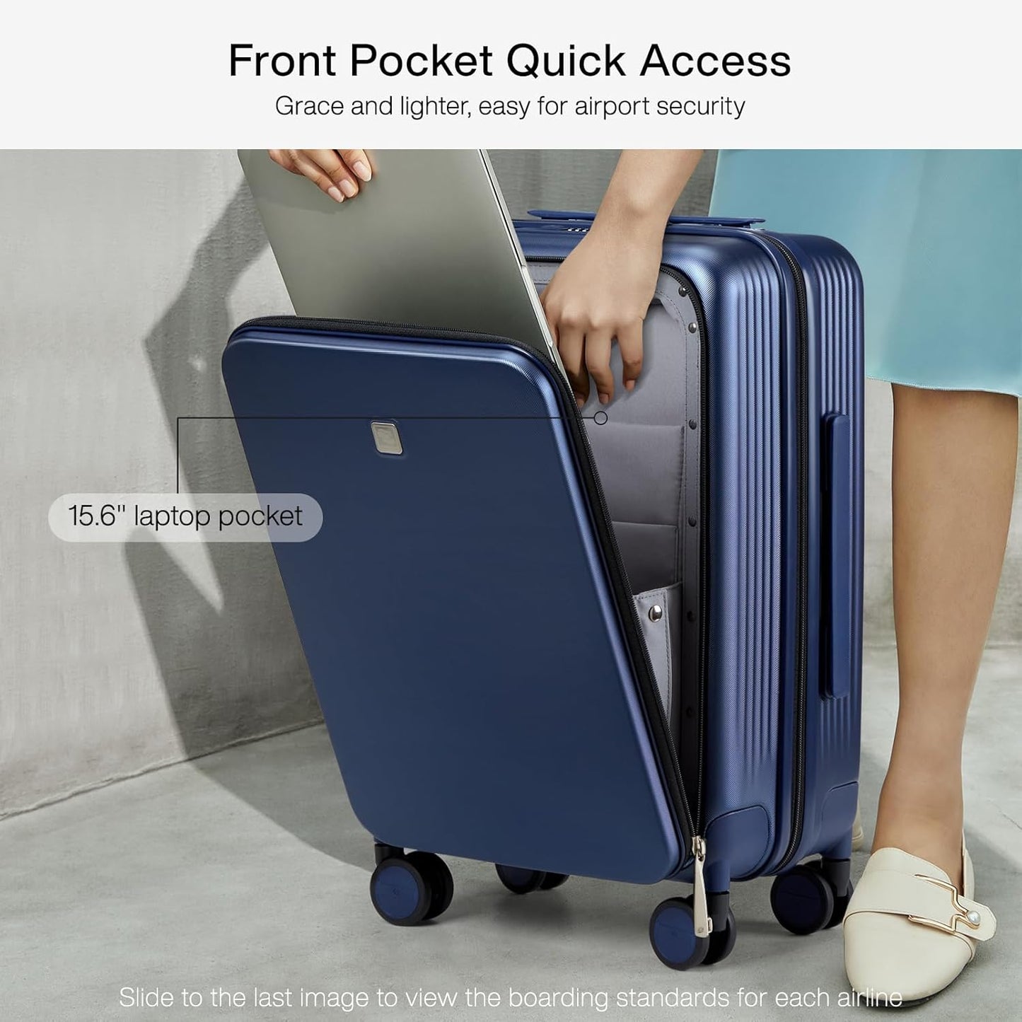 Hanke Grace Carry On Luggage with Wheels Airline Approved Hard Shell Suitcases with Front