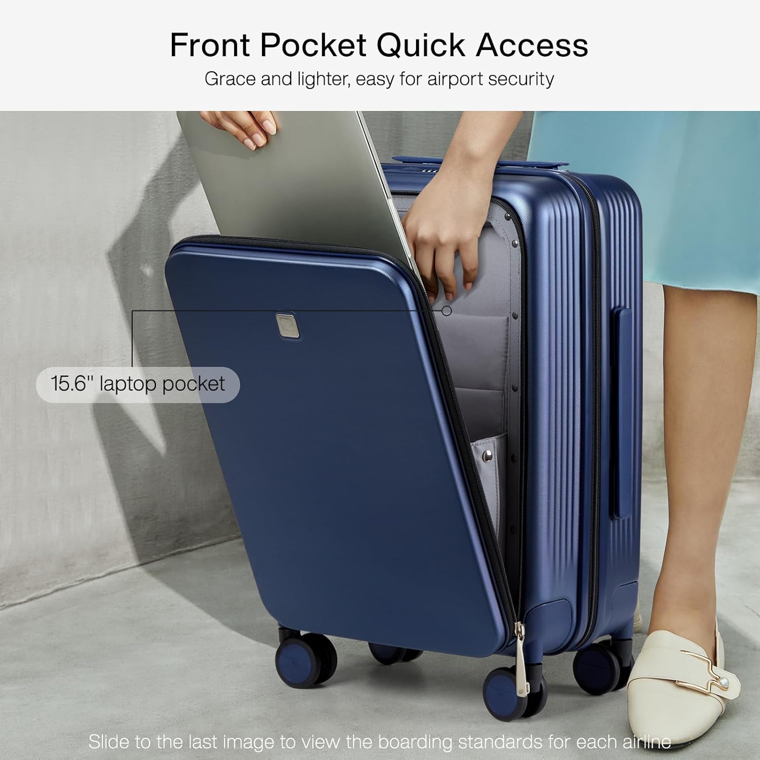 Hanke Grace Carry On Luggage with Wheels Airline Approved Hard Shell Suitcases with Front