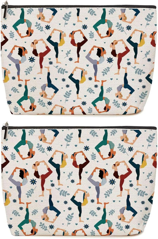 Lovdazzles 2pcs Yoga Gifts for Women Makeup Bag Yoga Accessories for Women Cosmetic Bag, Instructor Teacher Toiletry Accessories Organizer Pilates Gifts for Girls Teachers Friends Sisters