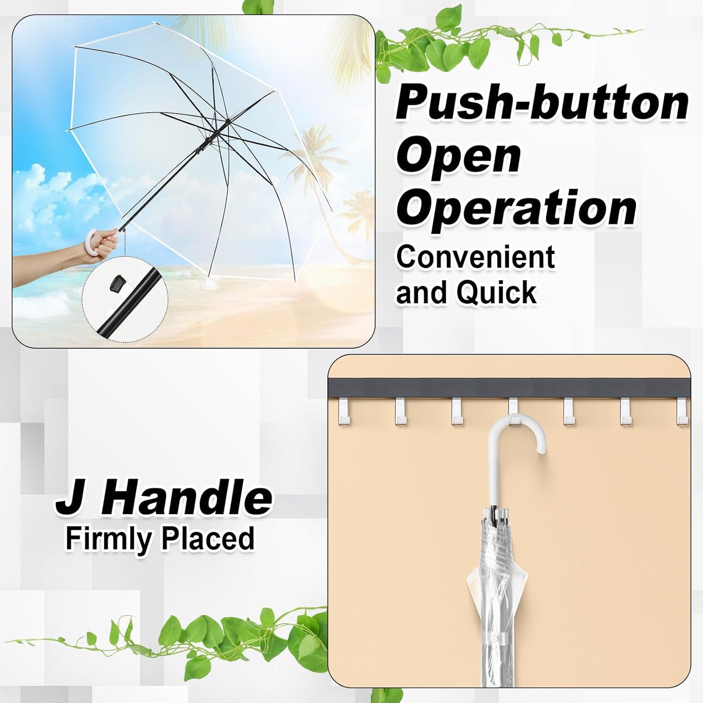 Reginary 30 Pieces Wedding Umbrellas Bulk Auto Open Stick Umbrellas with White European J Hook Handle Windproof Large Canopy Umbrella for Outdoor Wedding Bride Groom Photography Golf
