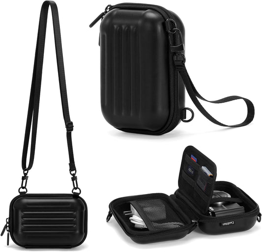 Cwatcun Digital Camera Case, Waterproof Hardshell Digital Camera Bag with 2 Carrying Ways, Lightweight Small Camera Sling Bag Compatible with KODAK PIXPRO/Canon PowerShot/Sony DSCW800 DSCW830 - Black