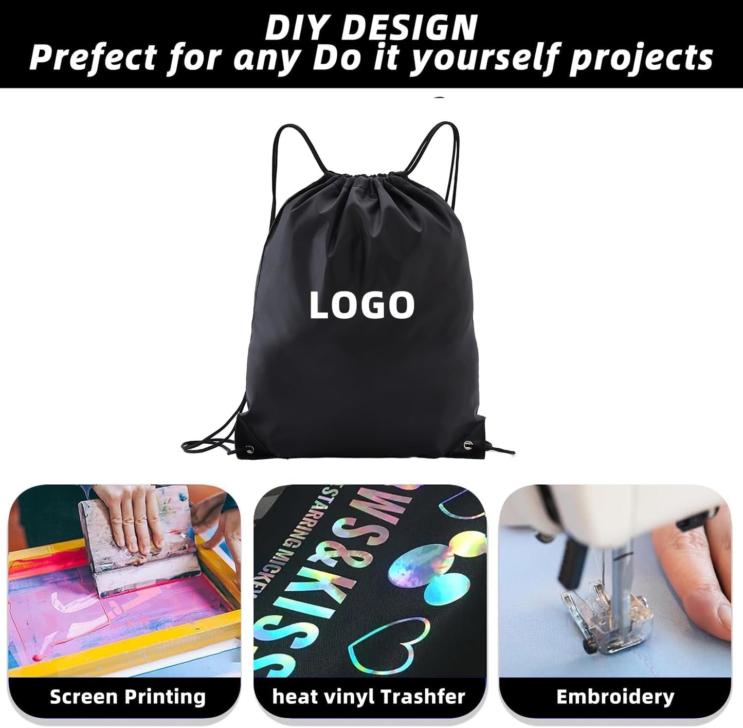drawstring backpack, Drawstring Bags Bulk,20 Pcs Draw String Bags, Cinch Bag,essential for gym travel, unisex, loose and portable (20, Black)