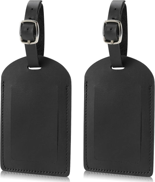 Ringsun Genuine Leather Luggage Tag for Suitcases ID Tags Bag Tags for Luggage (2 Pack)