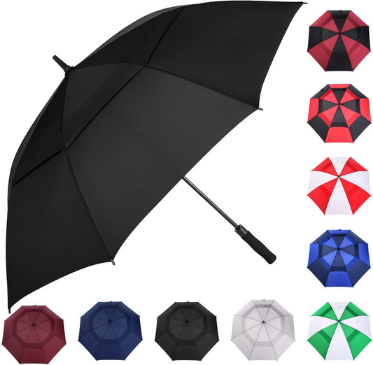 MRTLLOA Extra Large Golf Umbrella, 54/62/68/72 Inch Automatic Open, Oversize Double Canopy Vented Windproof Waterproof Sports Umbrellas for Rain