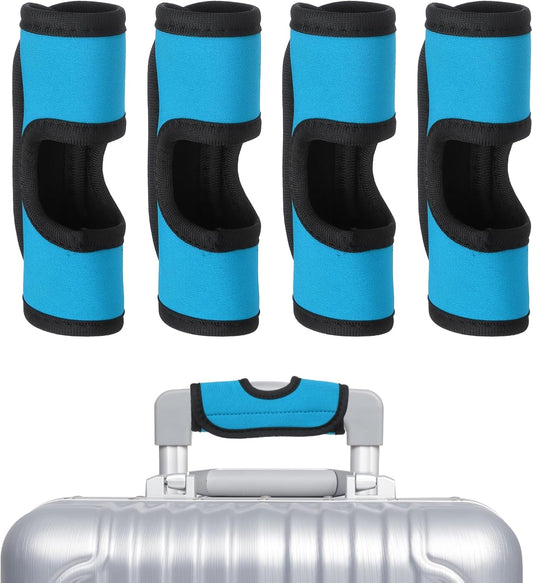 uxcell Luggage Handle Wrap, 4 Pcs Hollow Neoprene Handbag Grip Cover Protector Luggage Identifiers Suitcase Handle Wraps for Luggage Suitcase Travel Bags, Light Blue