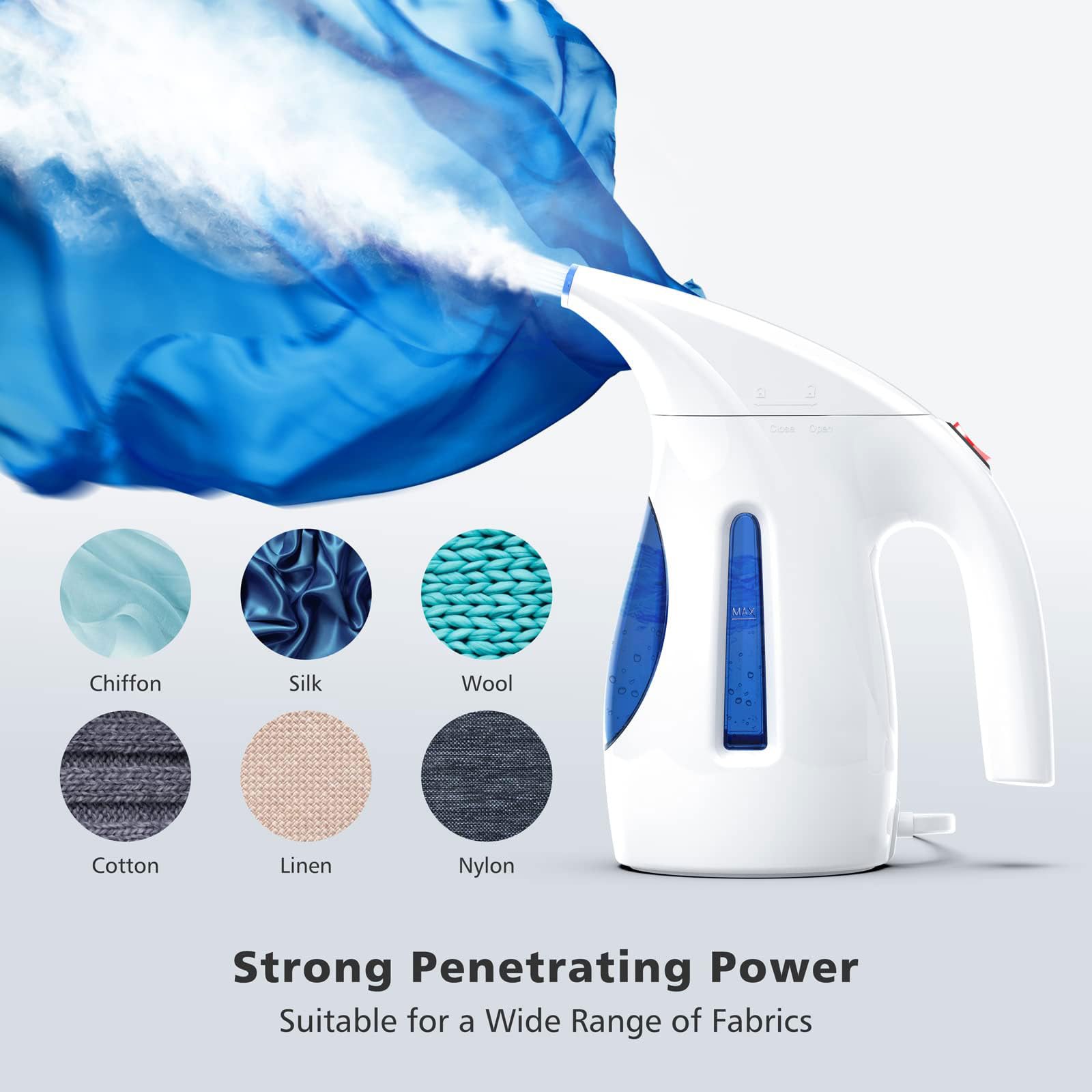 HiLIFE Steamer for Clothes, Portable Handheld Clothing Steamer, 240ml Big Capacity, 700W, Strong