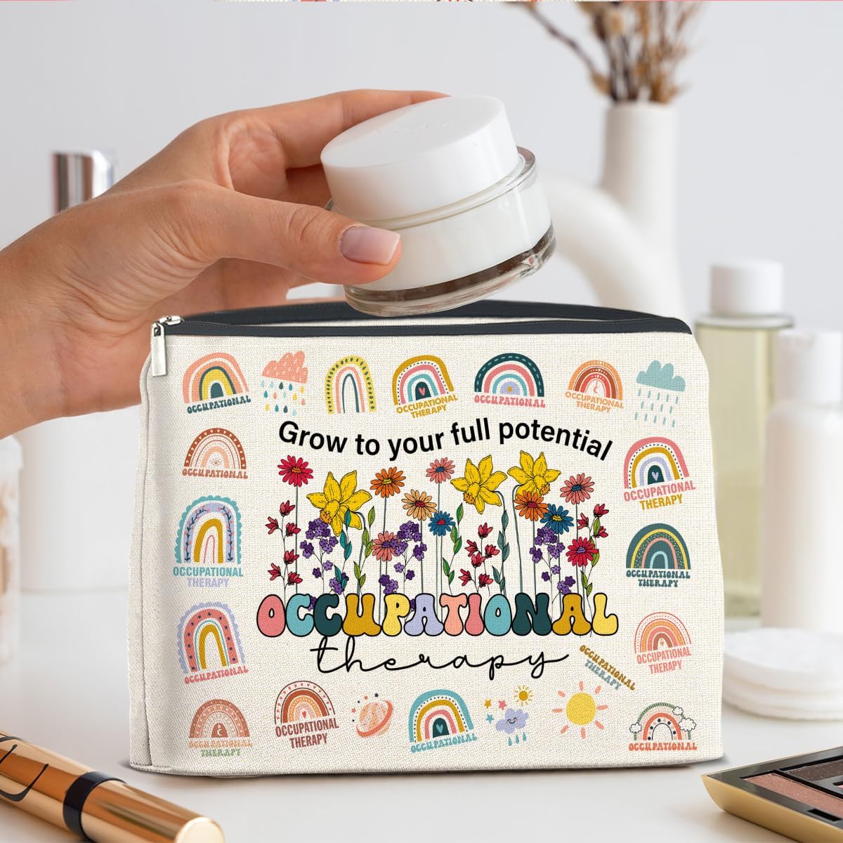 Occupational Therapy Gifts Makeup Bag Occupational Therapist Gifts OT Grow to Your Full Potential Zipper Makeup Pouch