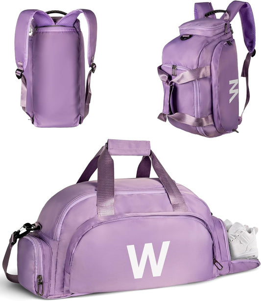 Daughter Niece Granddaughter Birthday Gifts, Initial Gym Bags with Shoe Compartment, Dance Bag for Girls, Monogram Kid Overnight Bags, Teen Girl Gift Trendy Stuff (Letter W)