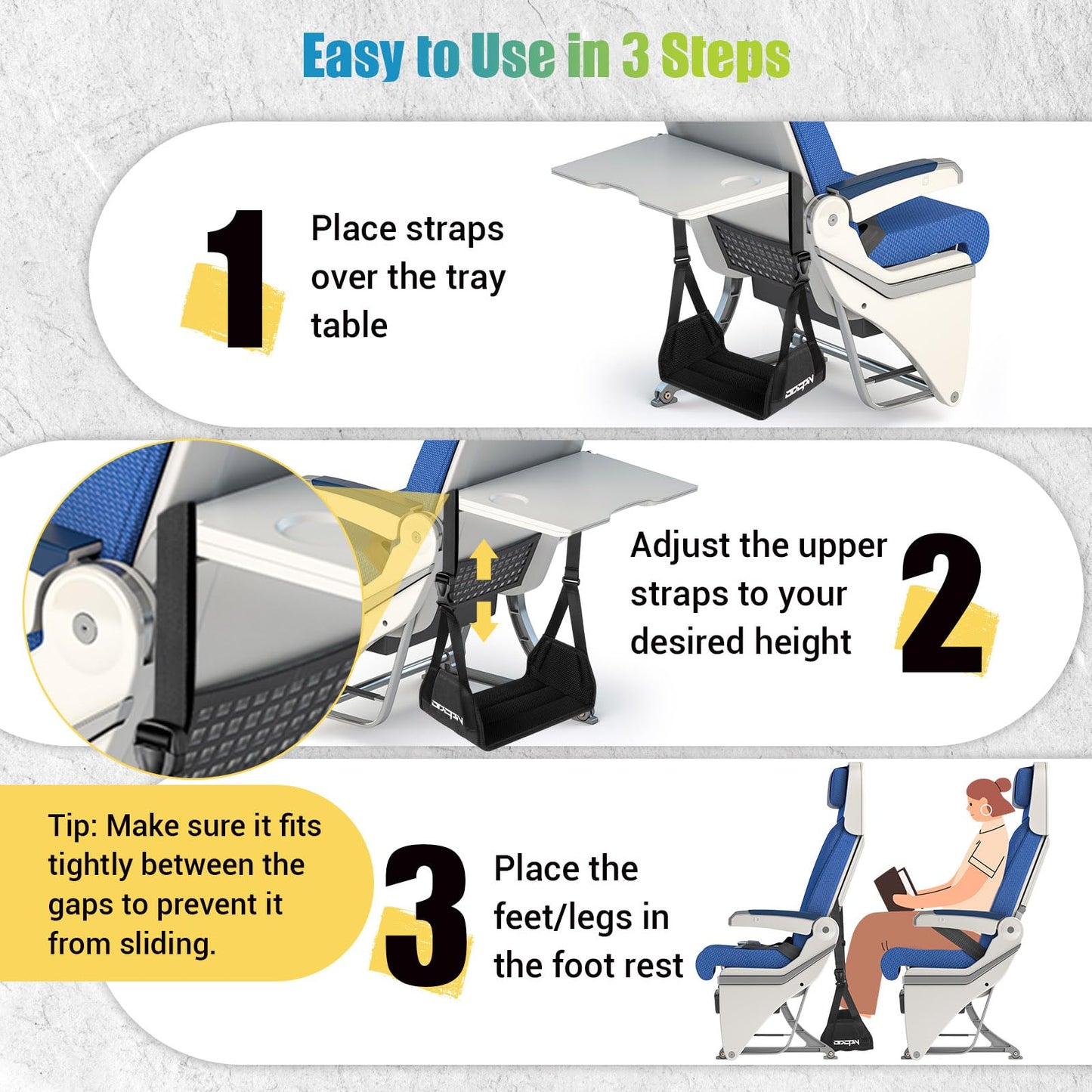 2-Pack Foot Hammock Plane Travel, No Collapse Thickened Bamboo Foot Rest