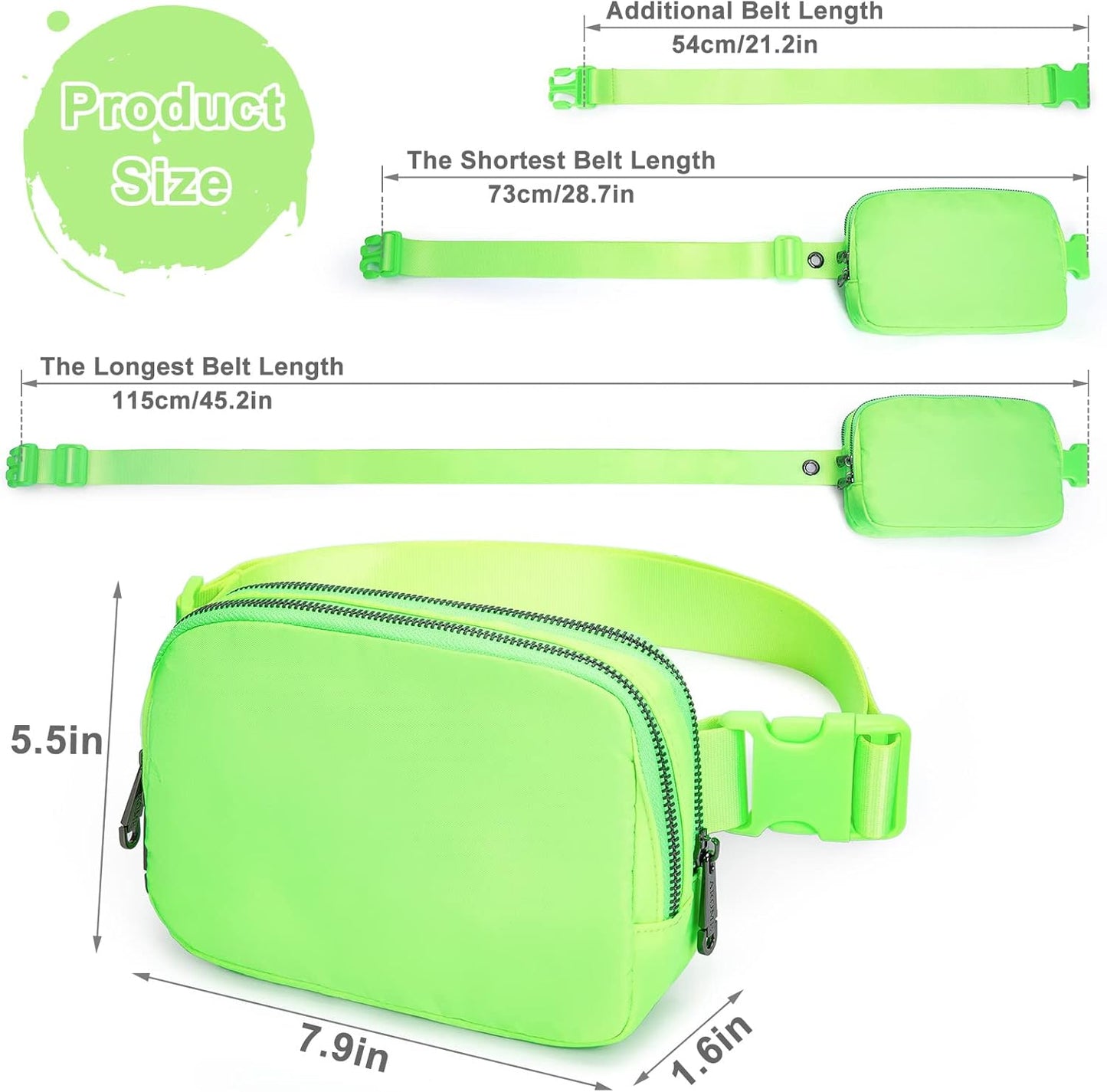 AROME Mini Belt Bag for Women, Fashion Waist Packs Fanny Pack Crossbody Bags with Strap Extender for Women Men, Waterproof Waist Bag Hip Bum Bag for Casual Travel Running Hiking Outdoor Sports