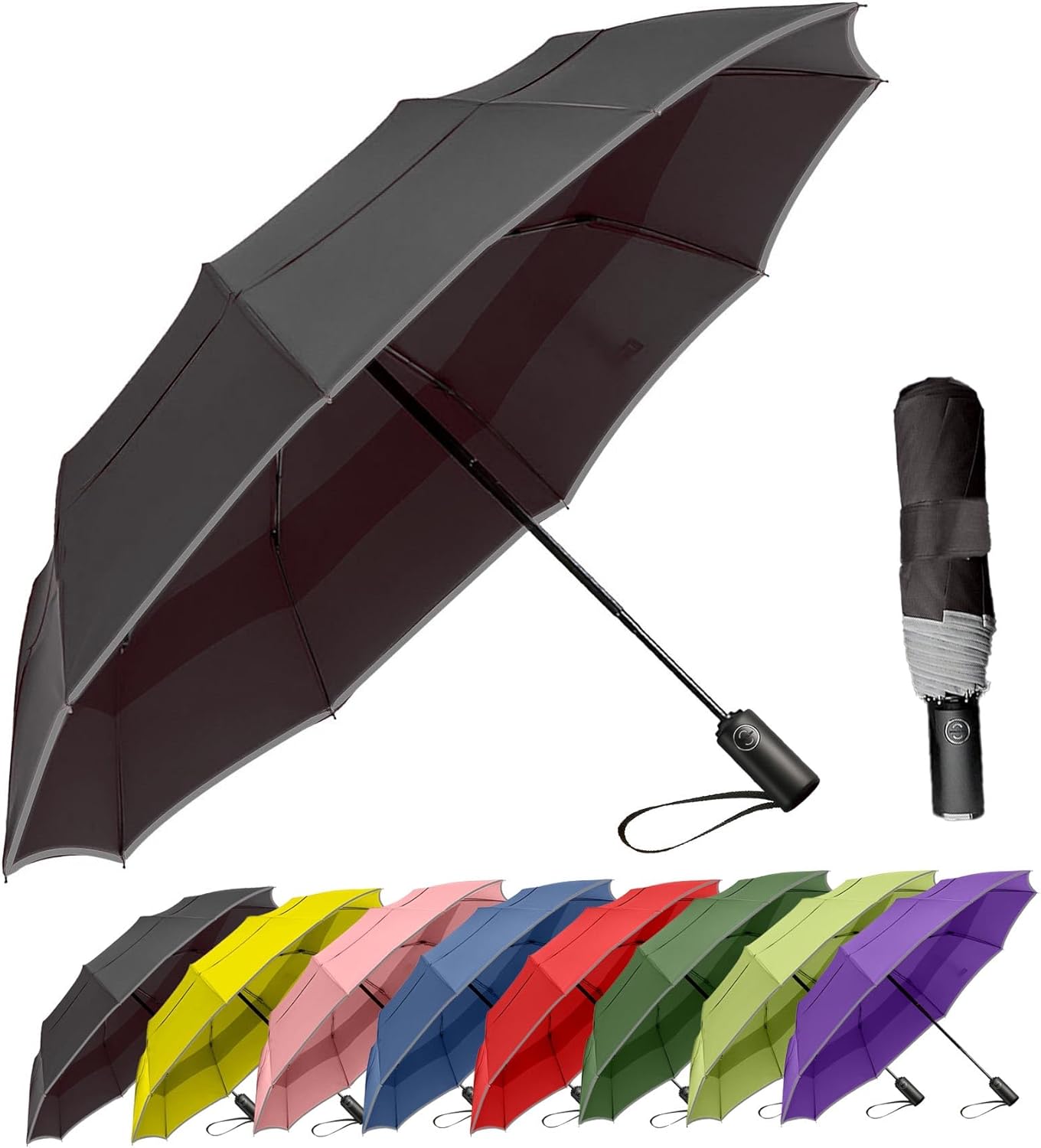 MRTLLOA 42/49 Inch Compact Windproof Travel Umbrella for Rain, Lightweight, Portable, Automatic