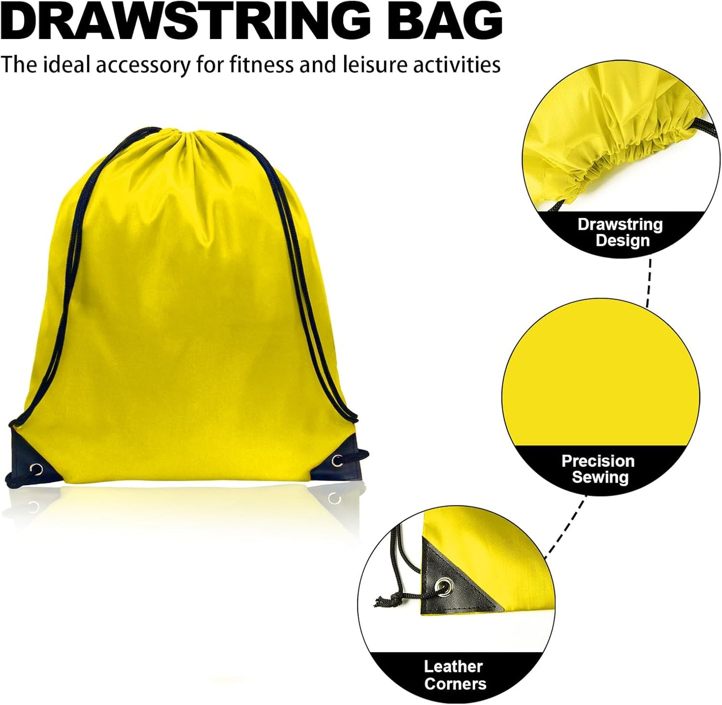 GoodtoU Drawstring Bags, Drawstring Backpack Nylon Backpack Draw String Bags Pack Bulk Cinch Sack Drawstring Gym Bag Drawstring Backpack for Sport, Traveling, Team (Yellow, 80Pcs)