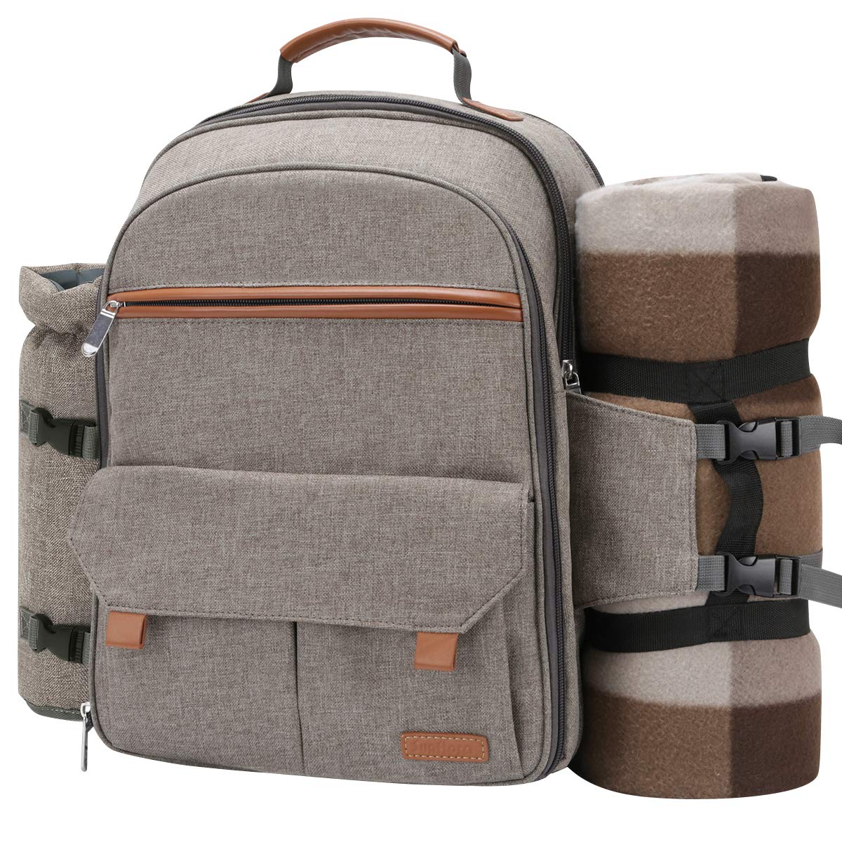 Sunflora Picnic Backpack for 4 Person Set Pack with Insulated Waterproof Pouch for Family Outdoor