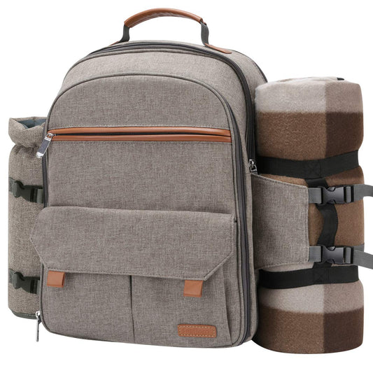 Sunflora Picnic Backpack for 4 Person Set Pack with Insulated Waterproof Pouch for Family Outdoor
