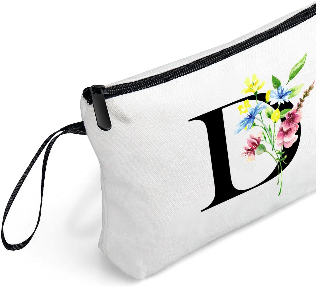 SEAMOON Women Birthday Unique Initial Funny Gifts for Teenage Girl Sister Friends Bridesmaid Personalized Travel Make up Cosmetic Bag with Mirror Valentines Mothers Day Christmas Graduation D