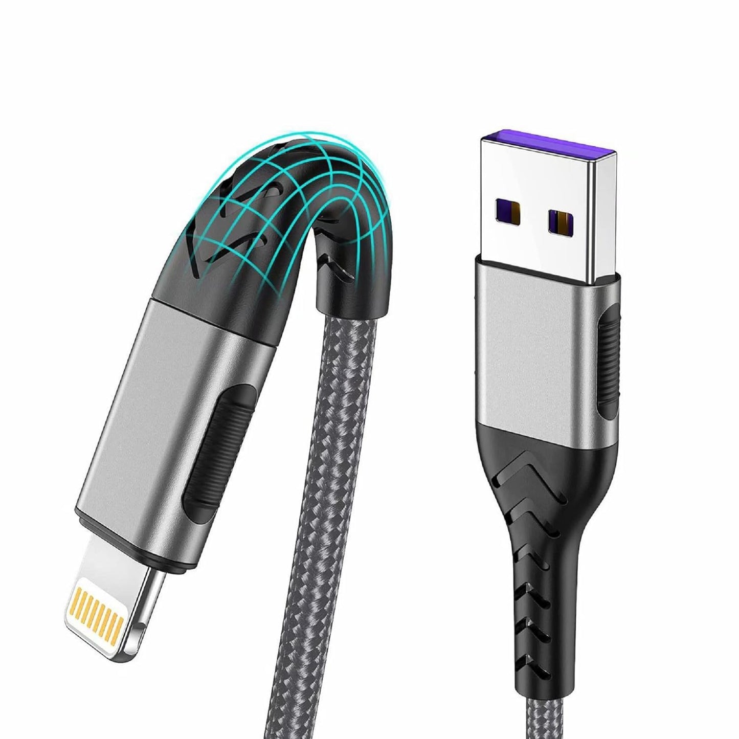 Durcord 3Pack 3FT USB A Cable, MFi Certified iPhone Charger, Fast Charging, Compatible with iPhone Xs Max/XS/XR/X/8/7/6S/6/Plus/SE/iPad(Silver)