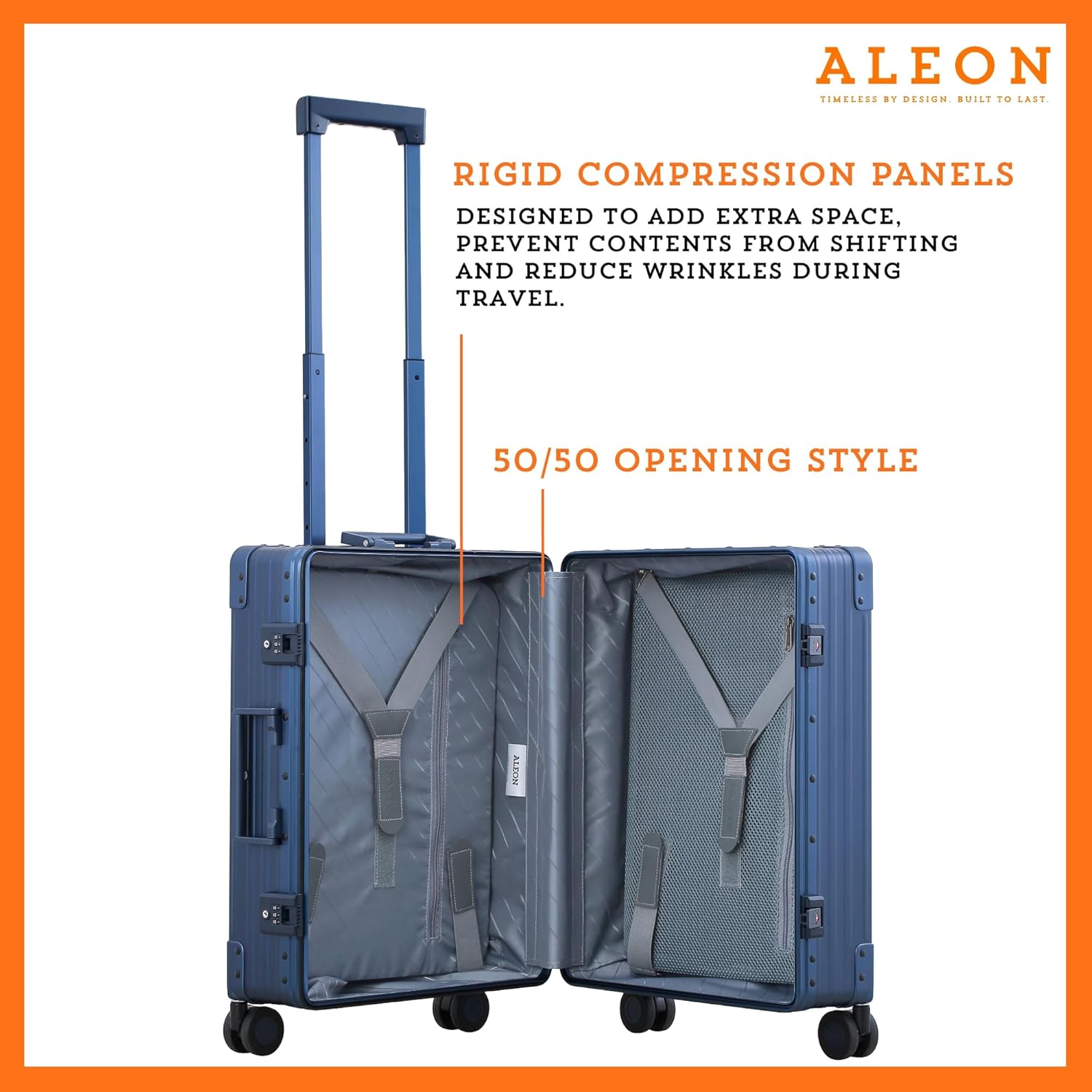 Aleon All Aluminum Lightweight Carry-On Luggage - Hardside Carry-On Suitcase, TSA Approved, Hard