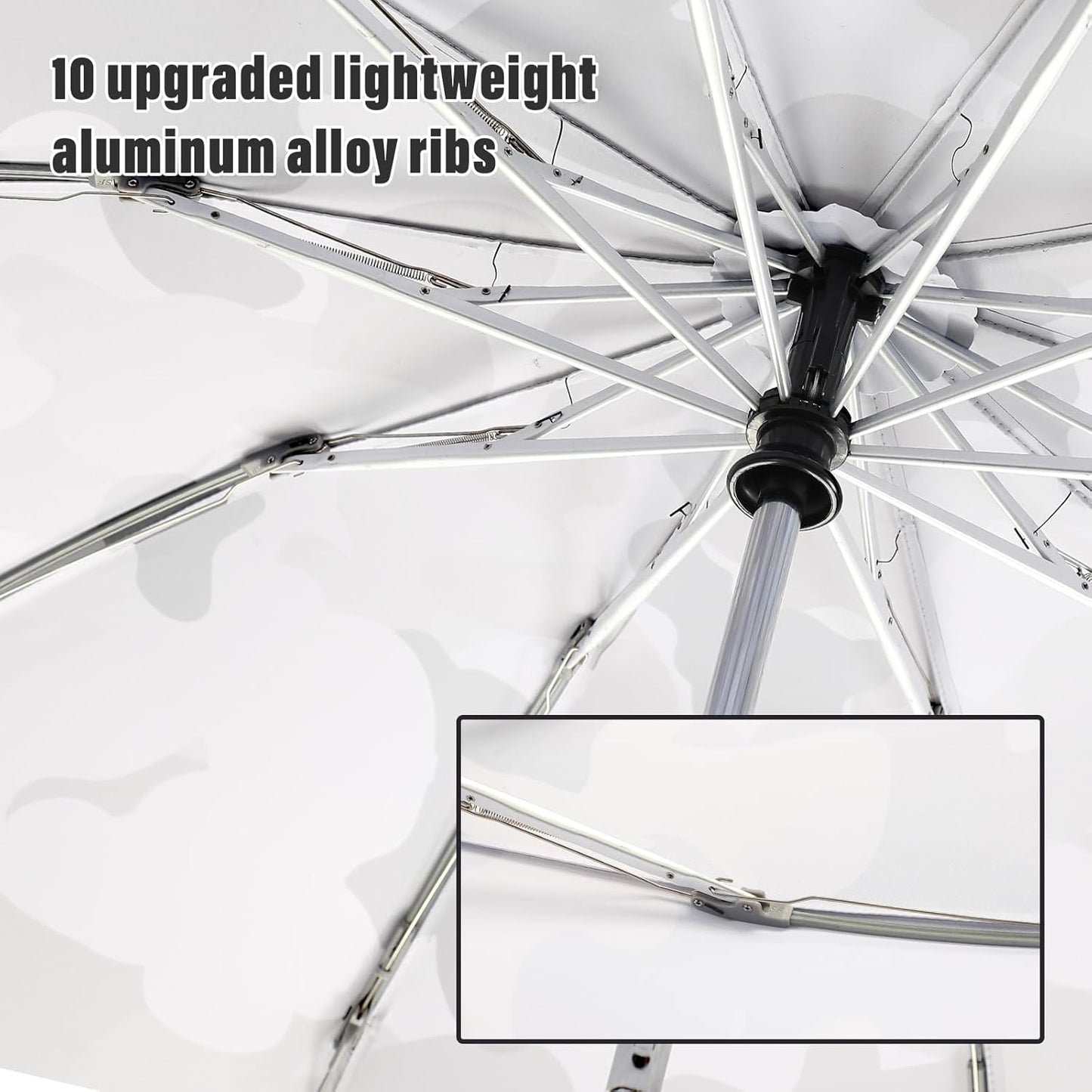 Large Windproof Travel Umbrella, Portable Reverse Folding Rain Umbrella for Car,Women and Men, Durable, Compact Inverted Design with Camouflage Canopy, Fits Backpack, 41.5/13 Inch, Automatic