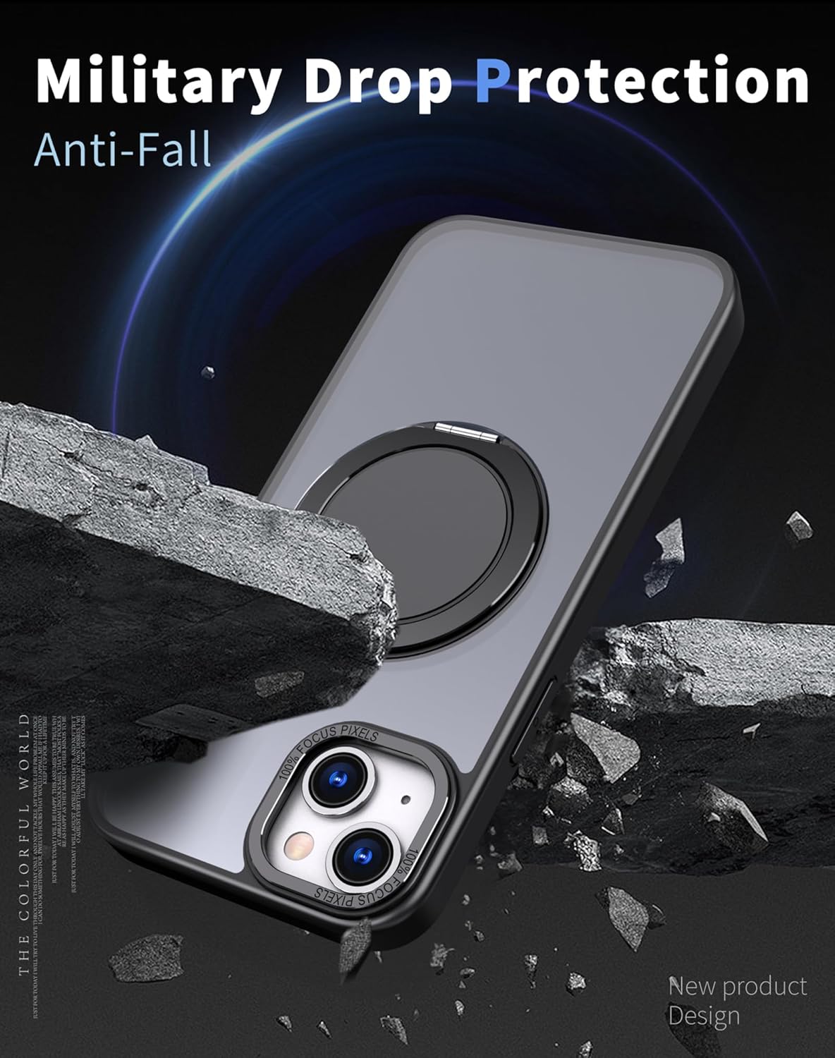 Magnetic Stand Case for iPhone 13/14 [with 2 Tempered Glass Film] [360° Rotation Magnetic Stand] [Compatible with Magsafe] Military-Grade Drop Protection Case, Black