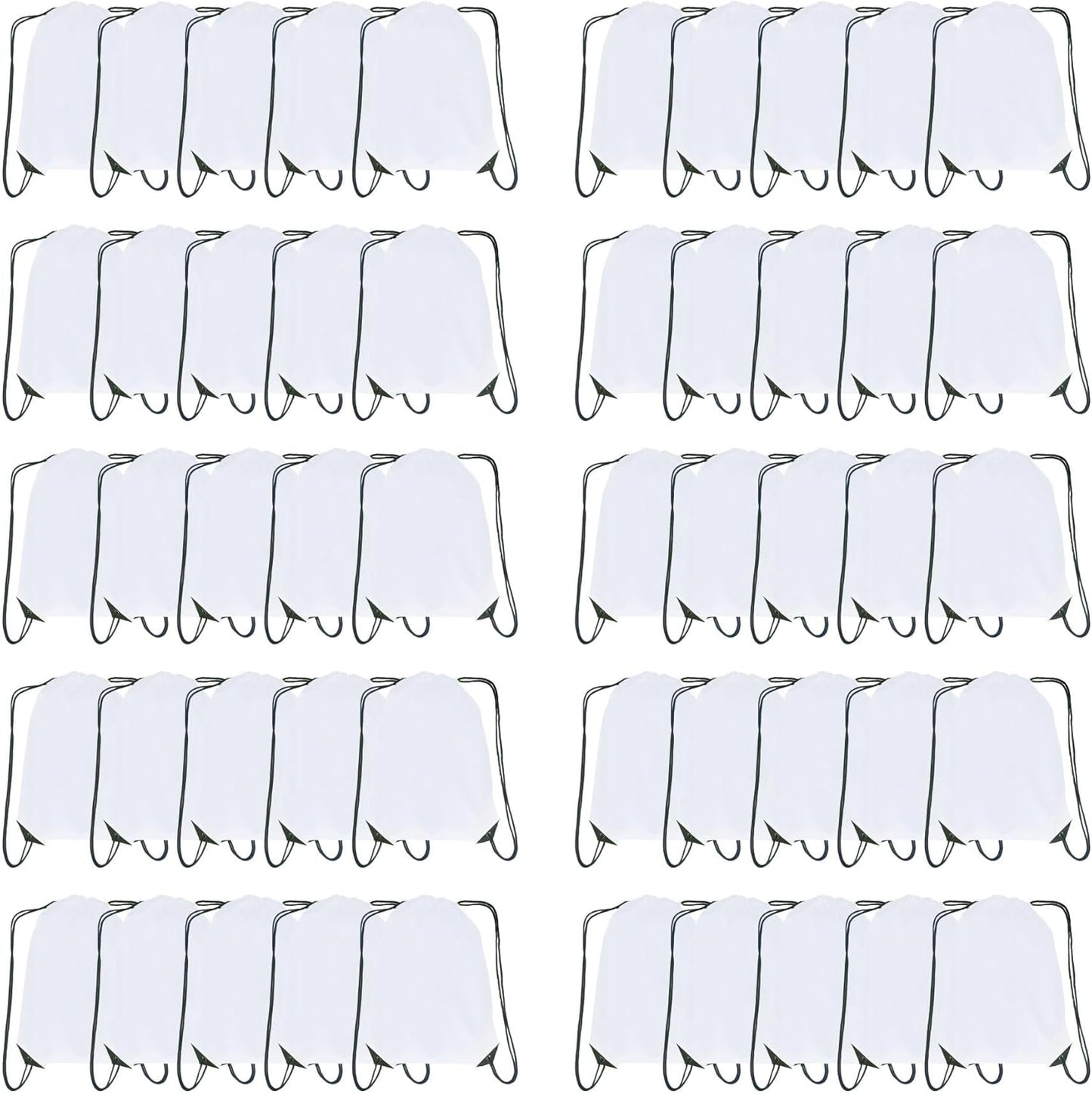 Drawstring Backpack Bulk 50 Packs Draw String Bags for Gym Sports Trip Pedestrianism ride Cinch Sack DIY for Women Men (white)